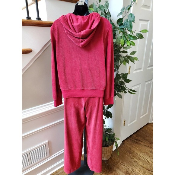 Three Hearts Women's Solid Red Cotton Full Zip Jacket & Trouser 2 Pc's Suit L - Picture 8 of 13